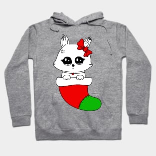 Cute cat in red christmas hat Hoodie